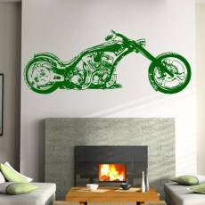 Wandtattoo Custom Chopper Flames Motorrad